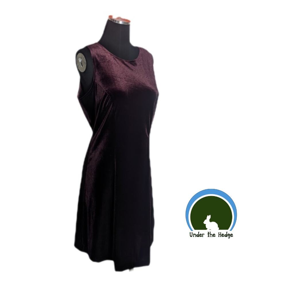 Y2K NY&CO Burgundy Velvet Knee Length Dress | Size Medium | Whimsigoth Grunge